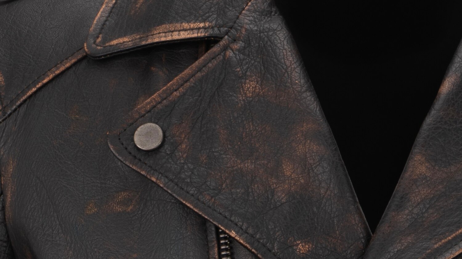 Hand-distressed jacket, antiqued patina